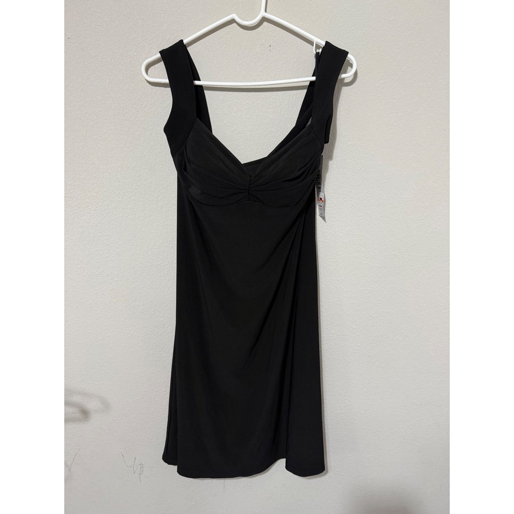 Onyx Nite Cocktail Dress Women 14 Black Babydoll Crisscross Back LBD